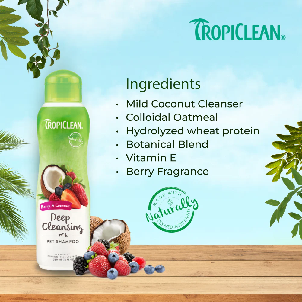 Tropiclean Berry and Coconut Deep Cleaning Shampoo for Dogs and Cats - Image 4