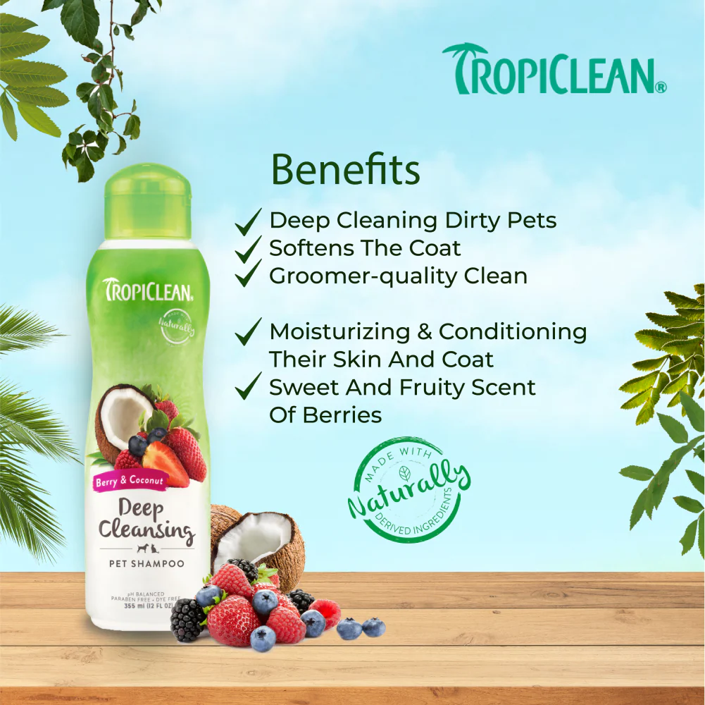 Tropiclean Berry and Coconut Deep Cleaning Shampoo for Dogs and Cats - Image 5