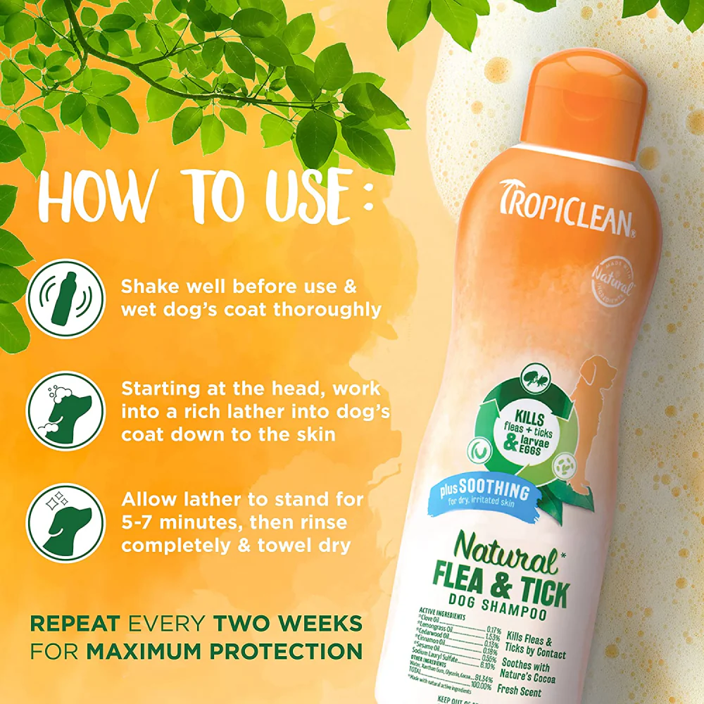 Tropiclean Natural Flea and Tick Plus Soothing Shampoo for Dogs - Image 10