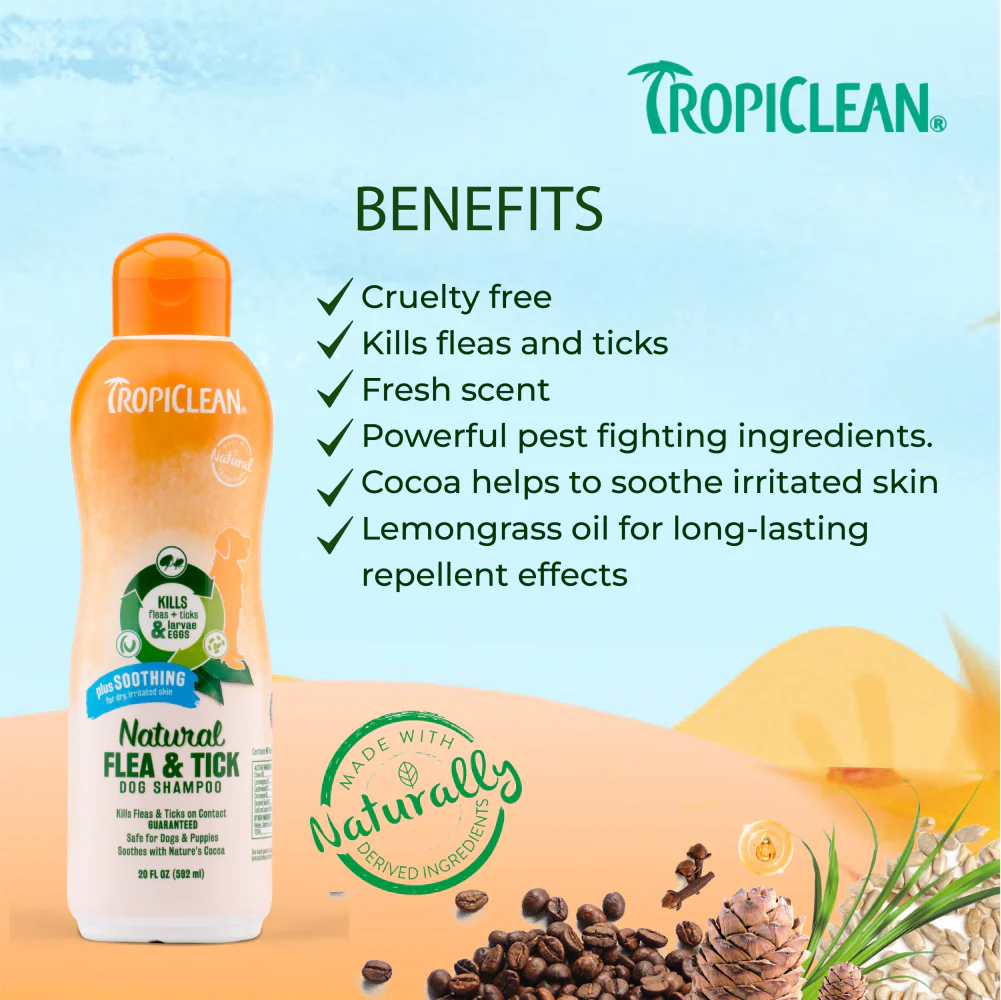 Tropiclean Natural Flea and Tick Plus Soothing Shampoo for Dogs - Image 5