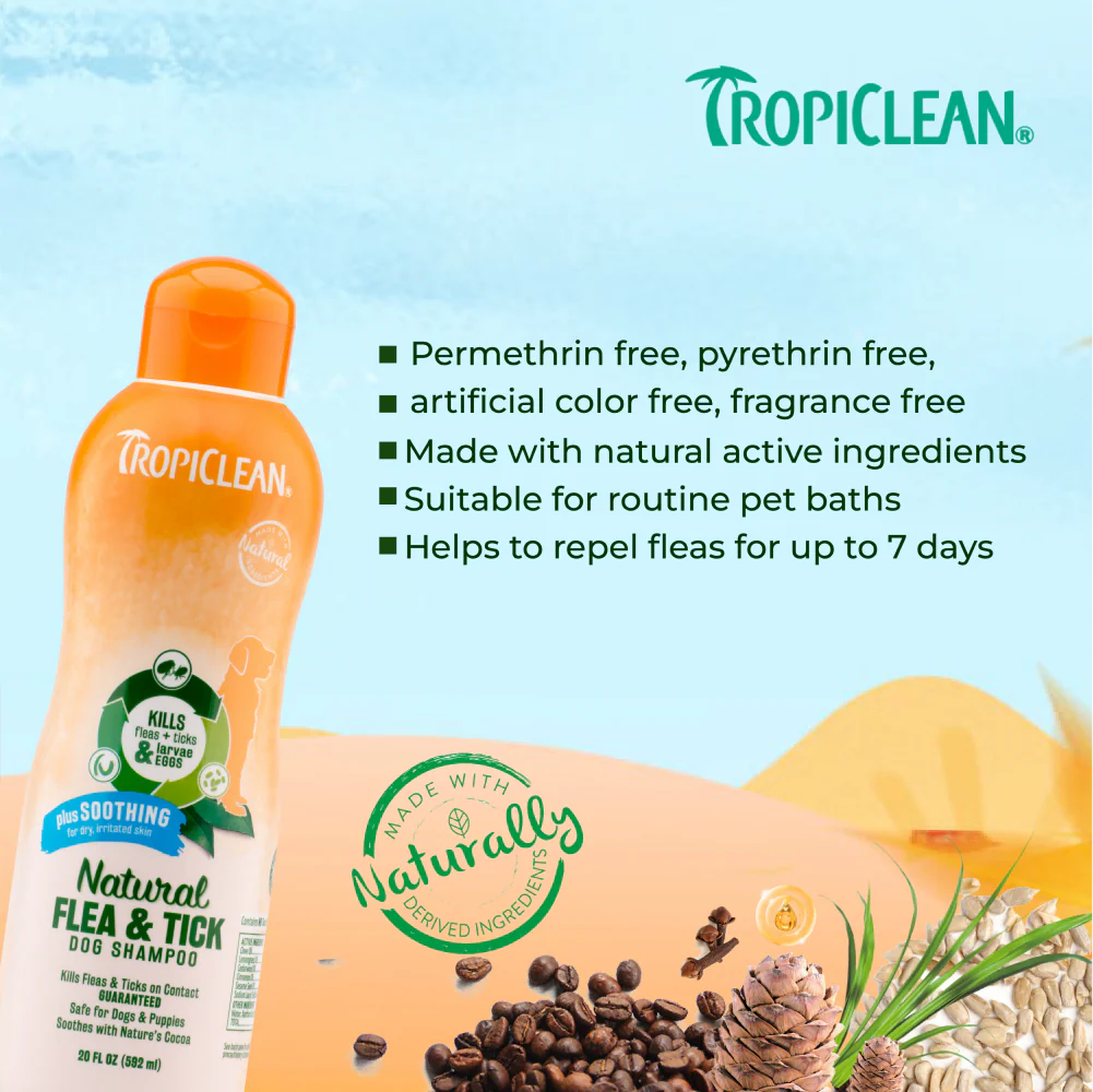 Tropiclean Natural Flea and Tick Plus Soothing Shampoo for Dogs - Image 6