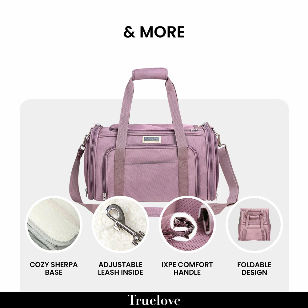 Truelove 3 Side Expandable Duffle Carrier for Dogs and Cats (Wistful Mauve) - Image 3
