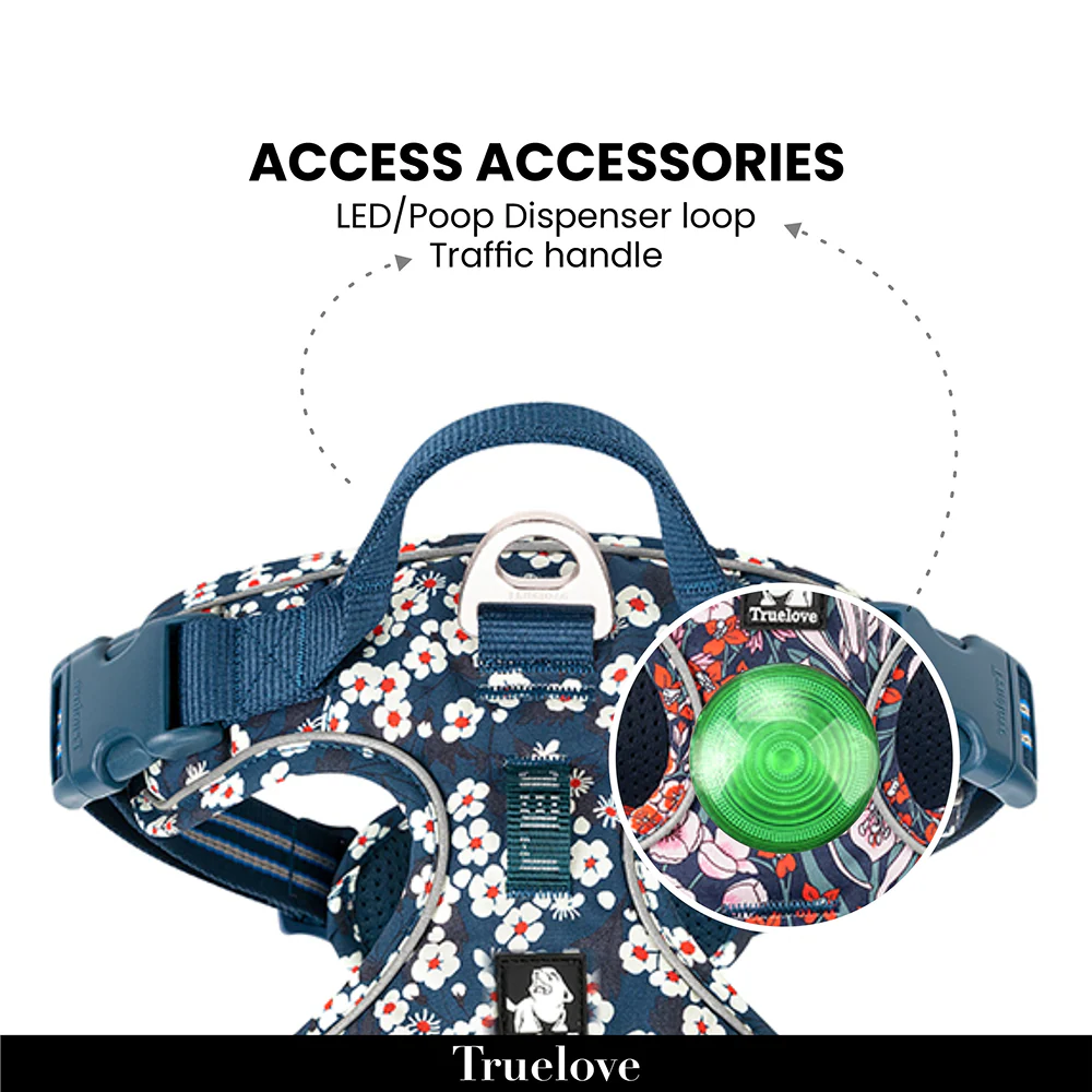 Truelove Floral No Pull Cordura Fabric Harness for Dogs (Saxony Blue) - Image 6