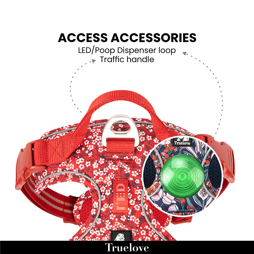 Truelove Floral No Pull Pet Harness for Dogs (Poppy Red) - Image 2
