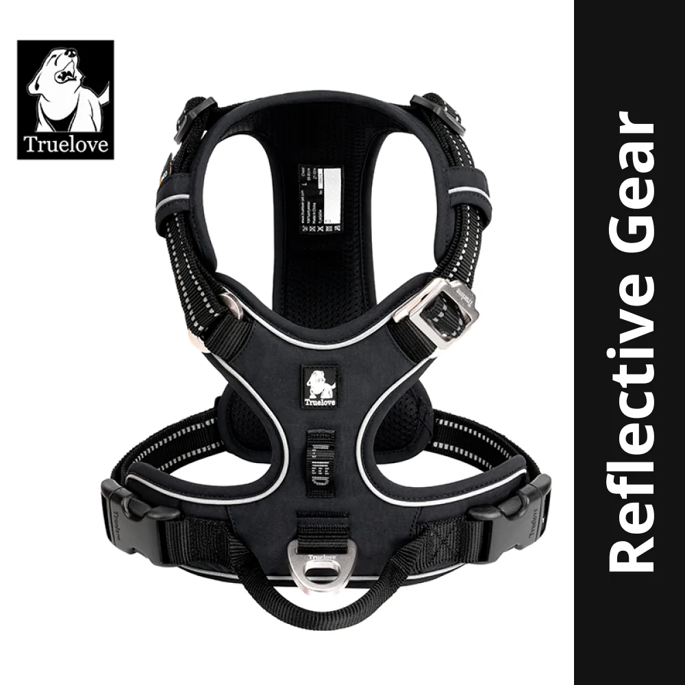 Truelove No Pull Cordura Harness with 3M Reflective Material for Dogs (Black)