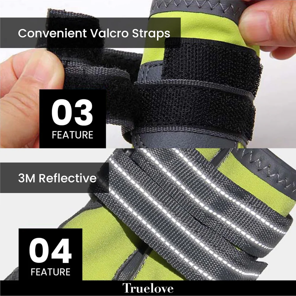 Truelove Waterproof Pet Boots for Dogs (Neon Yellow, Set of 4) - Image 5