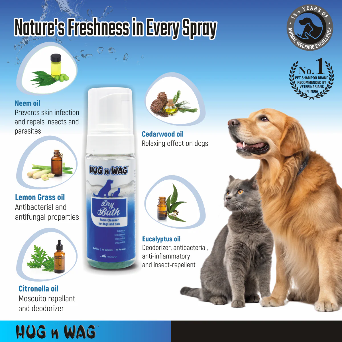 TTK Hug n Wag Dry Bath Foam Cleanser for Dogs and Cats - Image 4