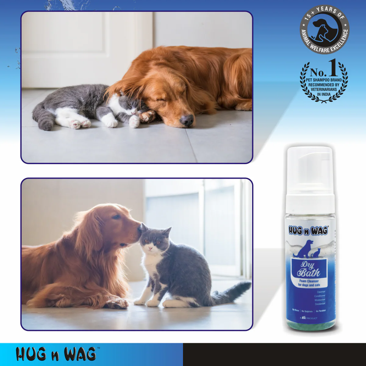TTK Hug n Wag Dry Bath Foam Cleanser for Dogs and Cats - Image 5