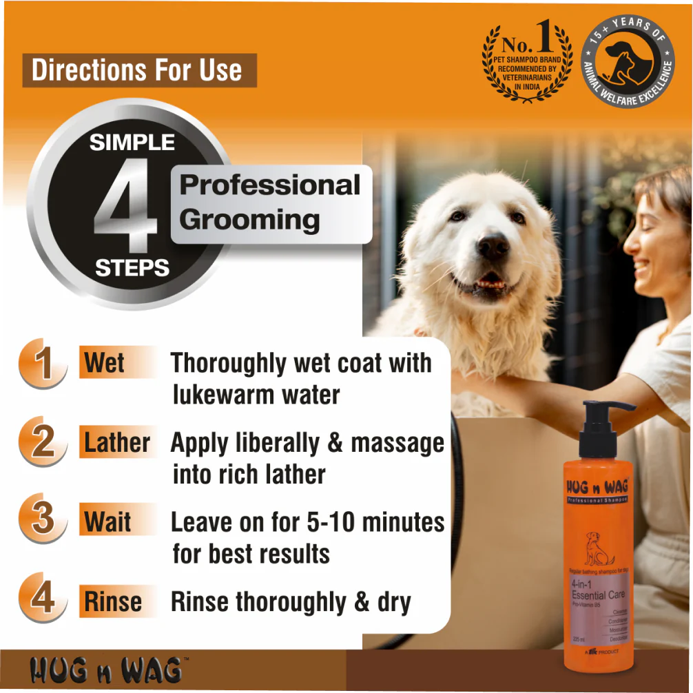 Ttk Hug n Wag Professional 4 in 1 Essential Care Shampoo with Pro Vitamin B5 for Dogs - Image 7