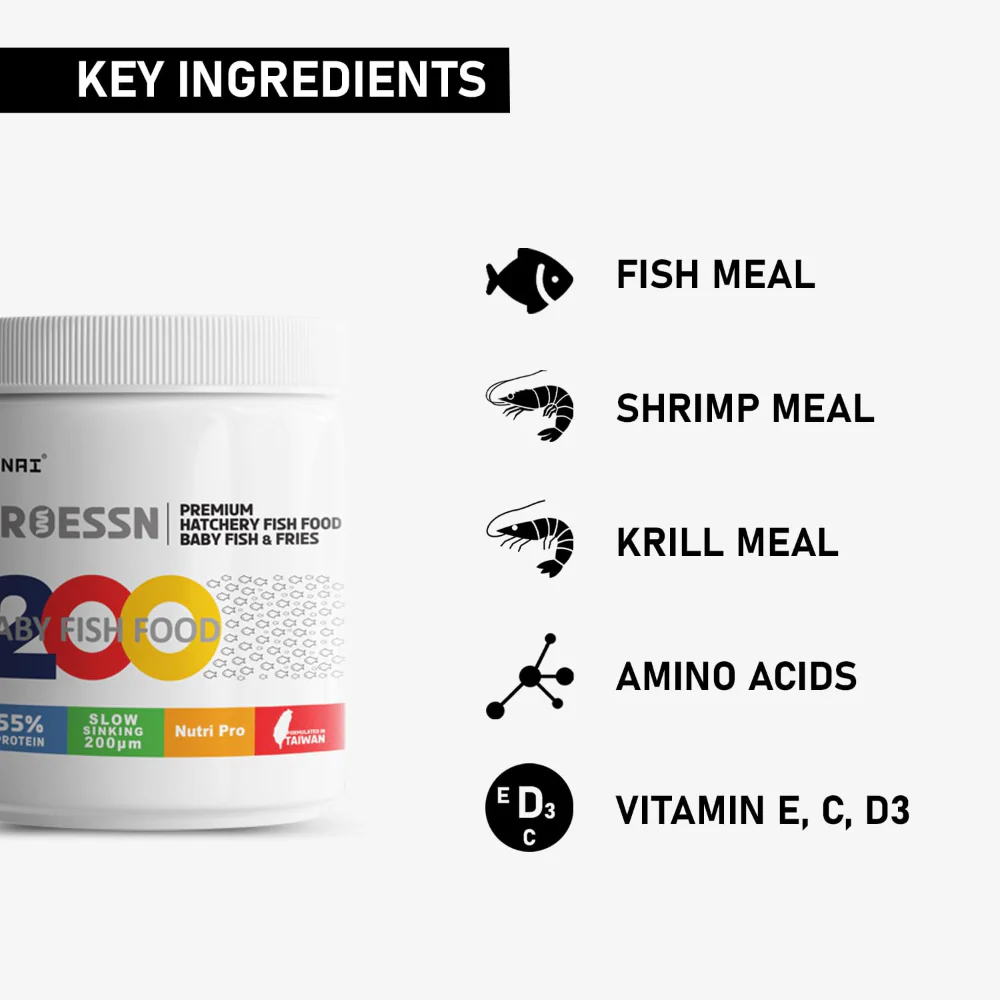 Tunai 55% Protien, 200 Micron Slow-Sinking Granules Seafood Flavour Dry Food for Fish - Image 4