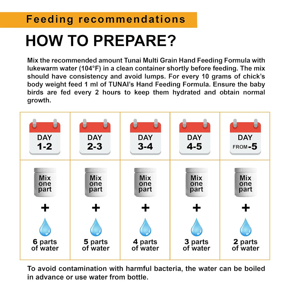 Tunai Hand Feeding Formula for All New Born Baby Birds - Image 5