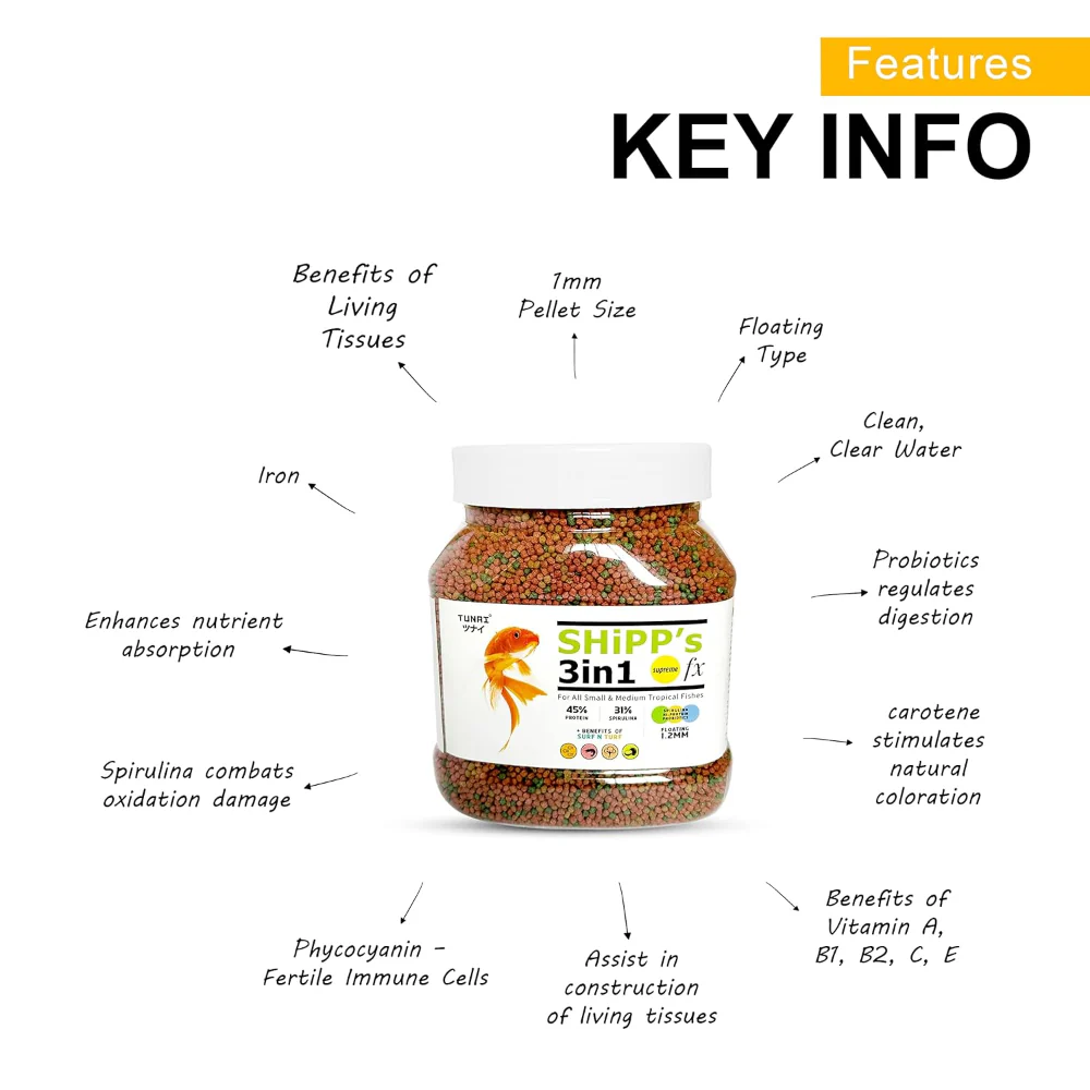 Tunai Shipp's 3in1 Pellets Small and Medium Adult Fish Food - Image 3