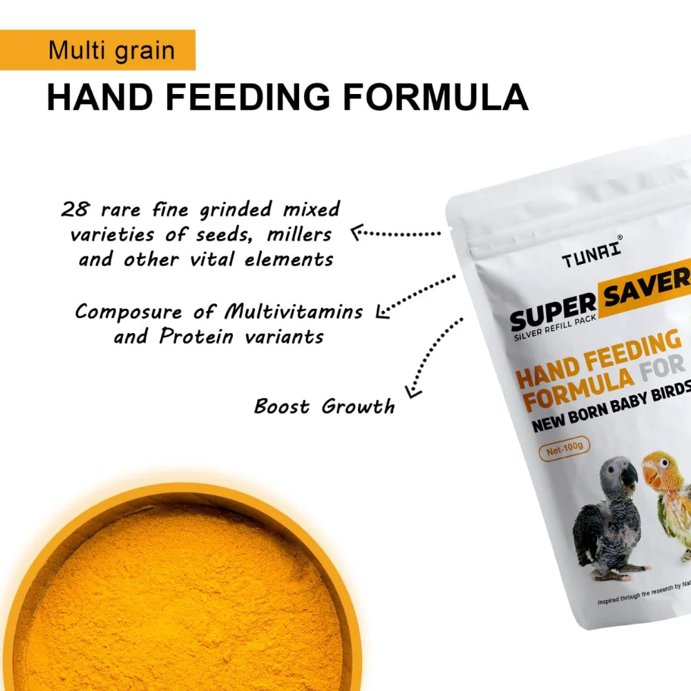 Tunai Super Saver Hand Feeding Formula for All New Born Baby Birds Food - Image 2