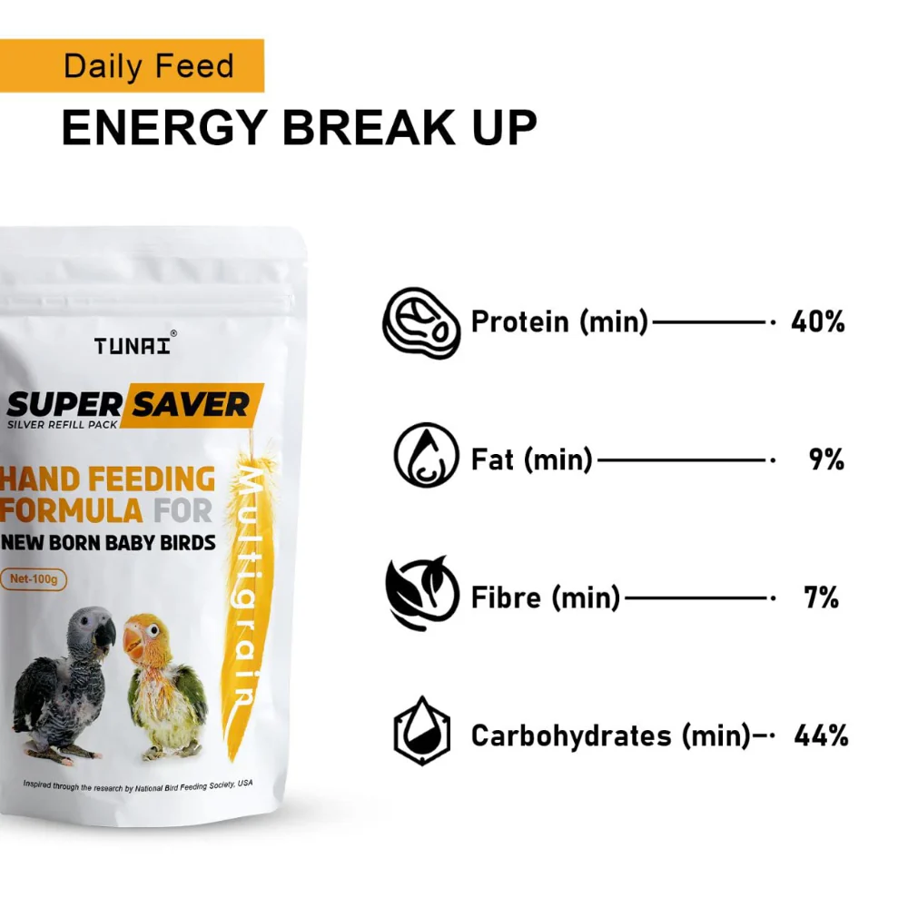 Tunai Super Saver Hand Feeding Formula for All New Born Baby Birds Food - Image 4