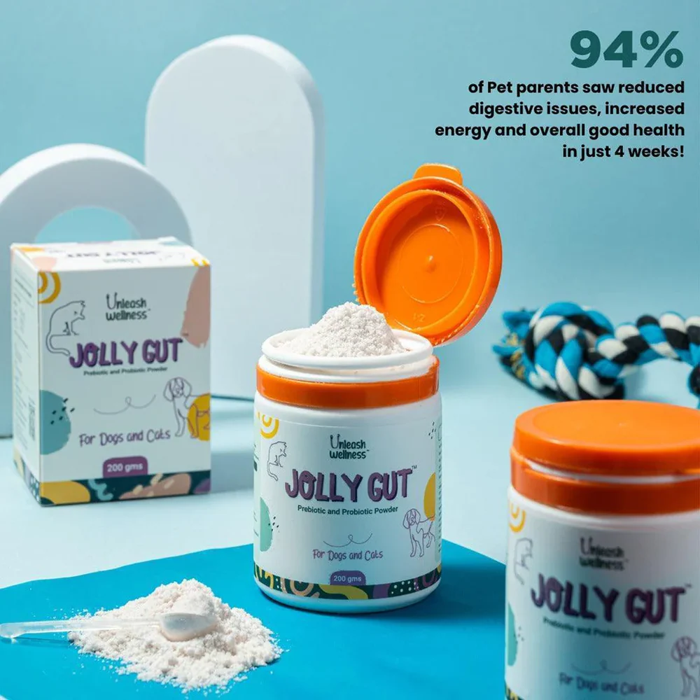 Unleash Wellness Jolly Gut Pre and Pro Biotic Supplement for Dogs and Cats