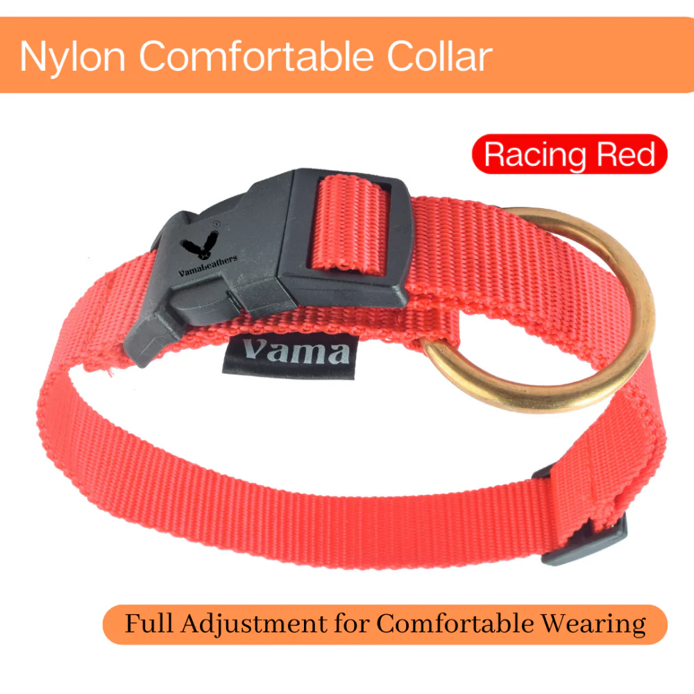 Vama Leathers Soft Durable Nylon Collar for Dogs (Racing Red) - Image 3