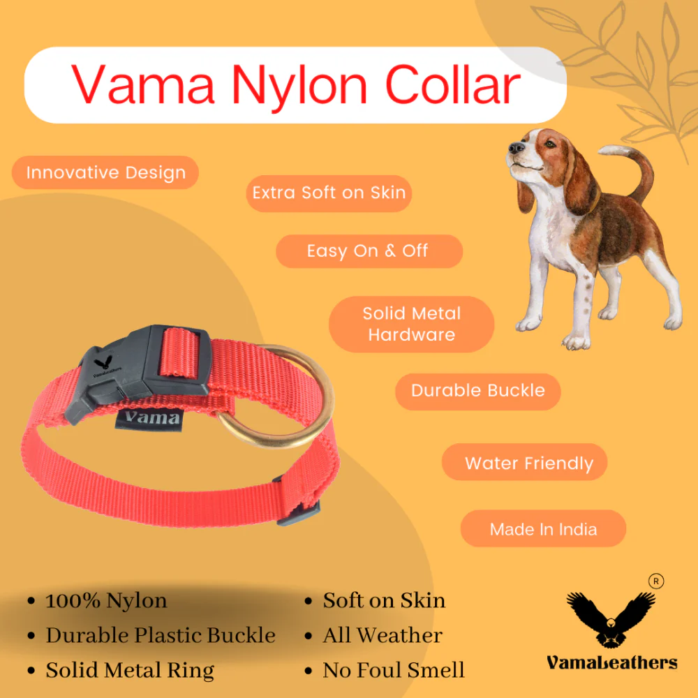 Vama Leathers Soft Durable Nylon Collar for Dogs (Racing Red) - Image 4
