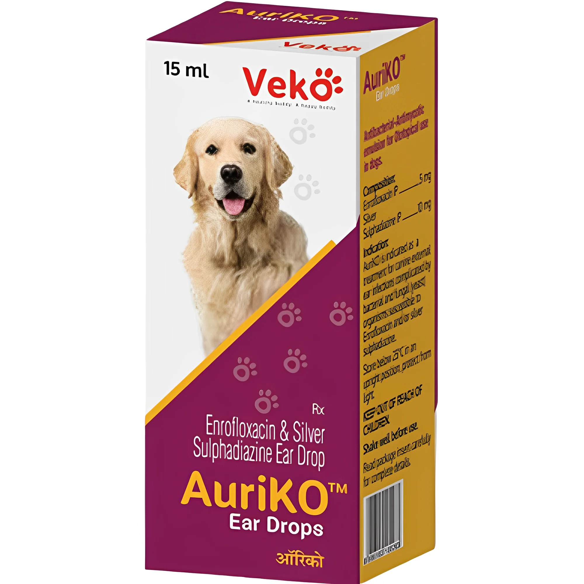 Veko Auriko (Enrofloxacin Sulphadiazine) Ear Drops for Dogs and Cats (15ml) - Image 2