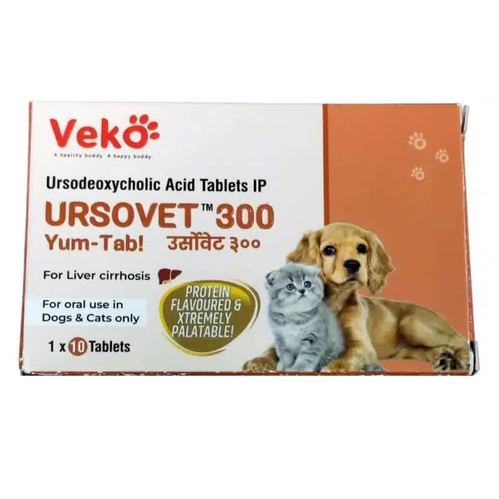 Veko Ursovet 300 (Ursodeoxycholic) Tablets for Dogs and Cats (pack of 10 tablets)