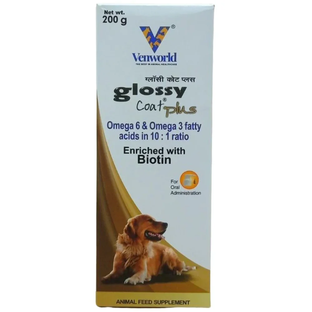 Venkys Glossycoat Plus Omega 3 + 6 Syrup for Dogs and Cats (200ml) - Image 2