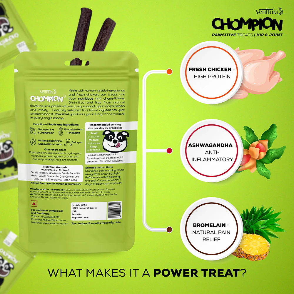 Venttura Chompion Pawsitive Hip & Joint Dogs Treats - Image 4