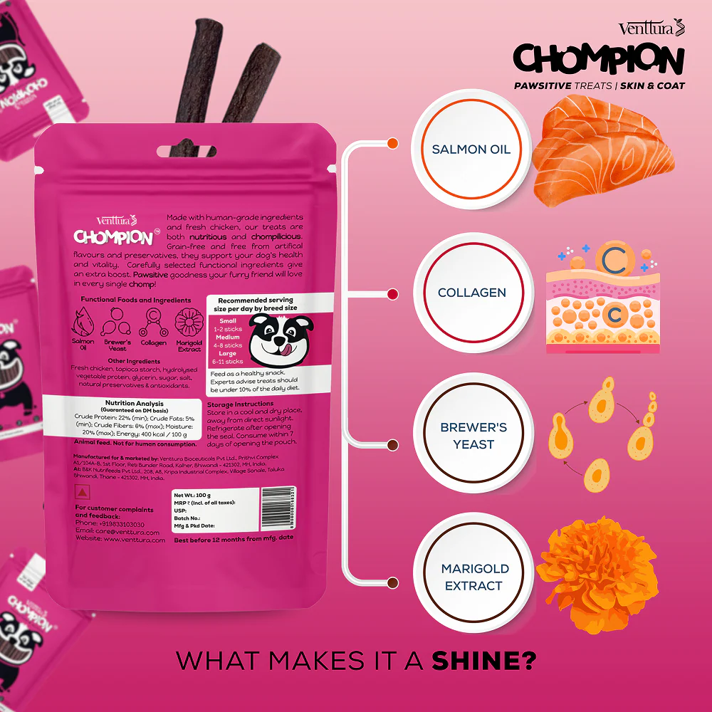 Venttura Chompion Pawsitive Skin and Coat Dog Treats - Image 5