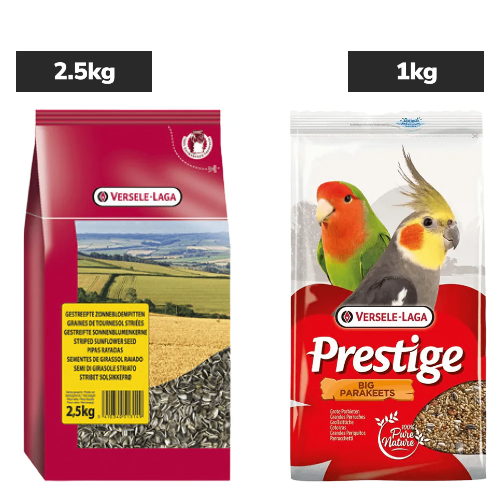 Versele Laga Sunflower Seeds Striped and Prestige Food for Big Parakeets and Birds