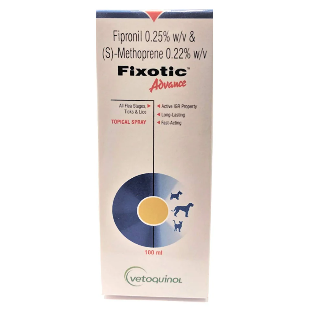 Vetoquinol Fixotic Advance (Fipronil) Tick and Flea Control Spray for Dogs & Cats (100ml) - Image 2