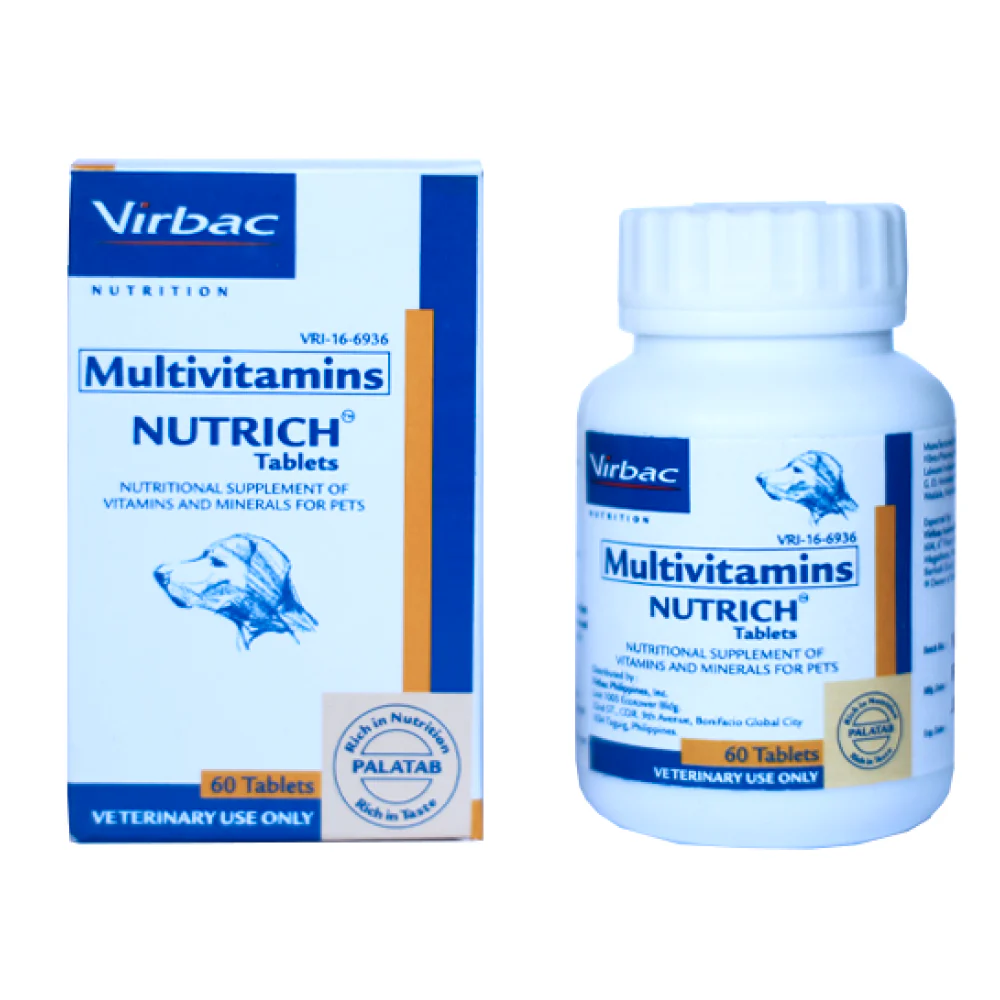 Vetoquinol Merical Pet Briskit DS Calcium Tablets (60) and Virbac Nutrich Multivitamin Tablets (60) for Dogs & Cats Combo - Image 3
