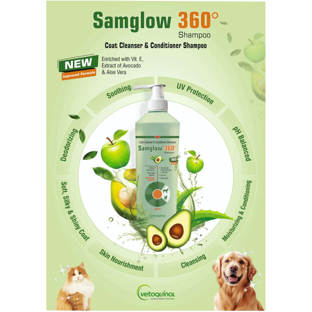 Vetoquinol Samglow 360 Coat & Conditioner Shampoo for Dogs and Cats - Image 2