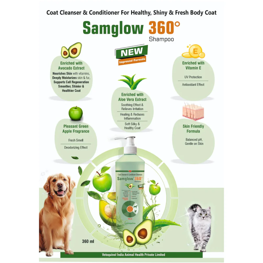 Vetoquinol Samglow 360 Coat & Conditioner Shampoo for Dogs and Cats - Image 5