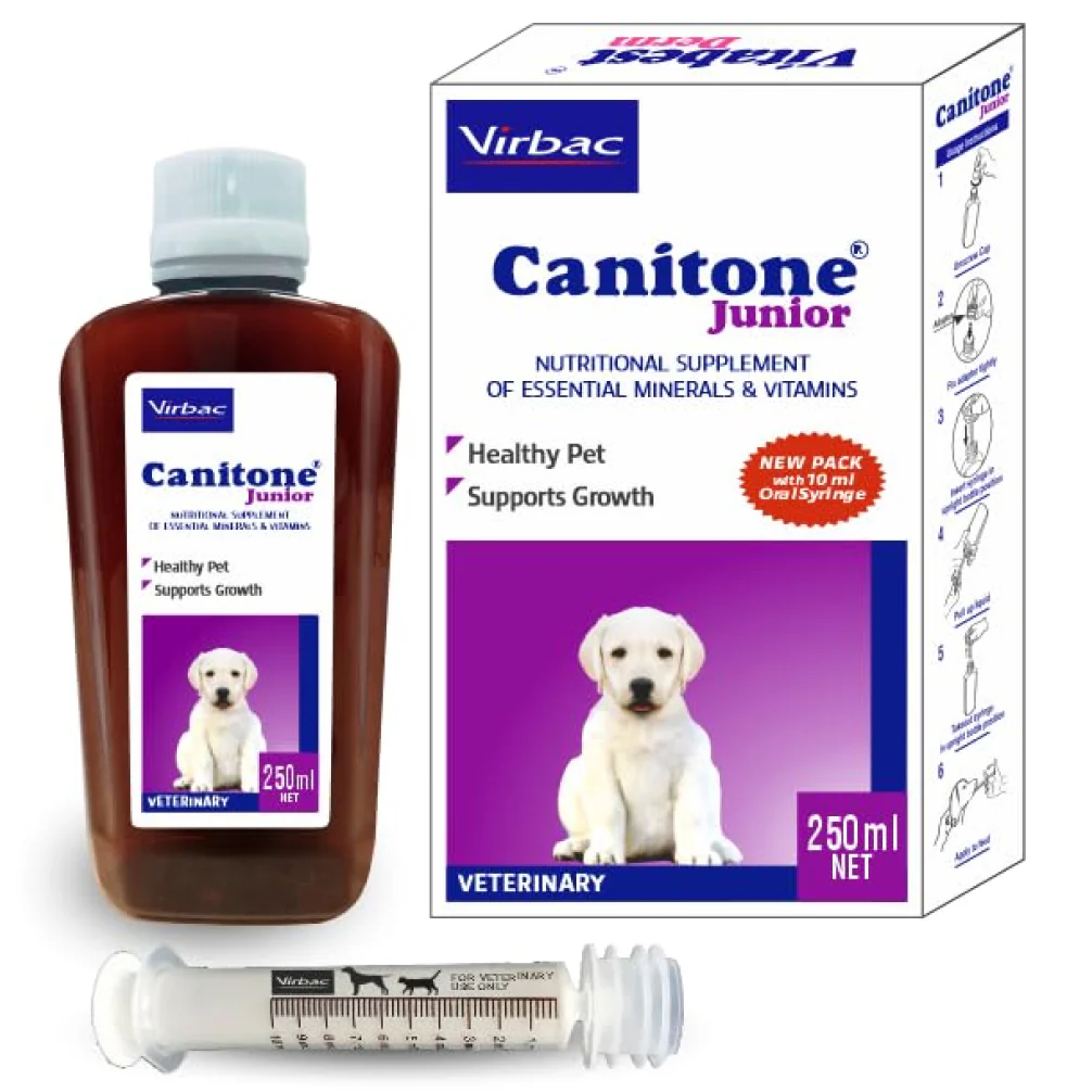 Virbac Canitone Junior Multivitamin Syrup for Dogs and Cats (250ml) - Image 2