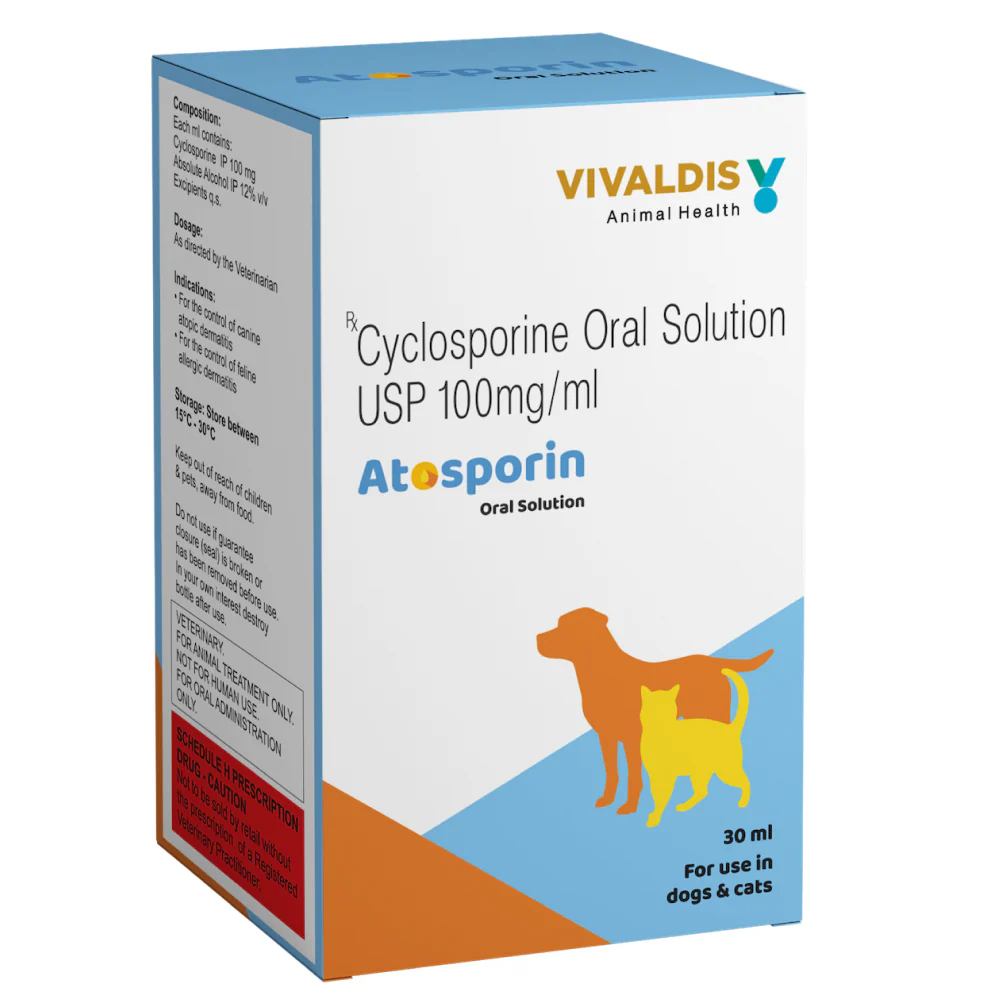 Vivaldis Atosporin (Cyclosporin) Oral Solution for Dogs & Cats (30ml) - Image 2