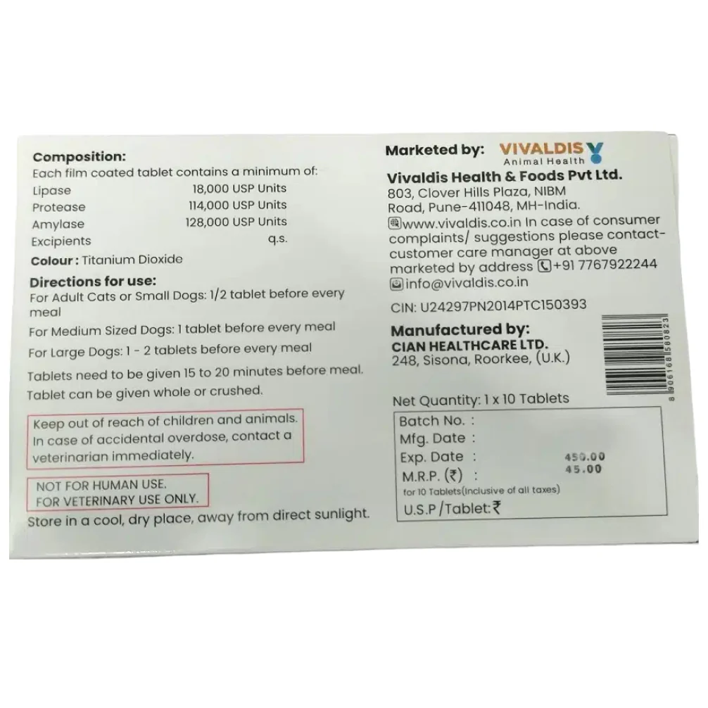 Vivaldis Pancresolve DS Tablets for Dogs and Cats (10 Tablets) - Image 5