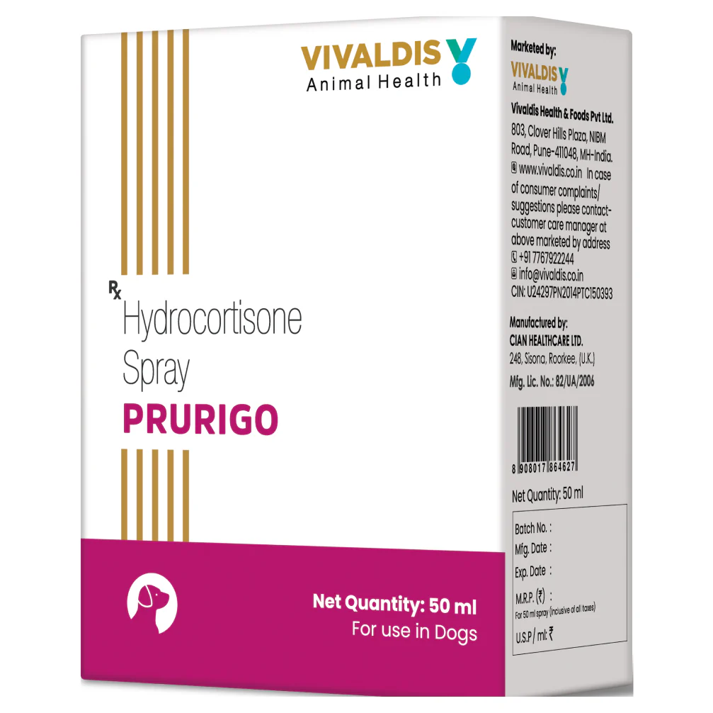 Vivaldis Prurigo (Hydrocortisone) Spray for Dogs & Cats (50ml) - Image 2