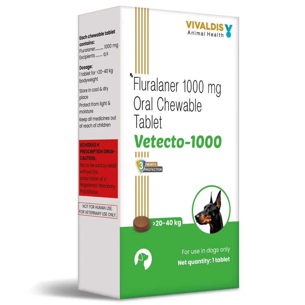 Vivaldis Vetecto 1000 (Fluralaner) chewable Tick & Flea tablet for Dogs (20 to 40 kg) - Image 3