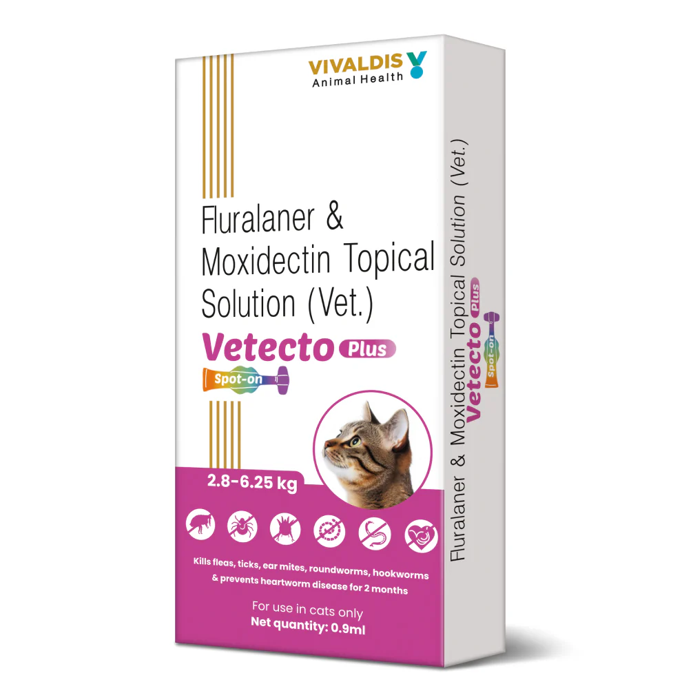 Vivaldis Vetecto Plus Spot On (Fluralaner & Moxidectin) Anti Tick & Flea for Cats - Image 2