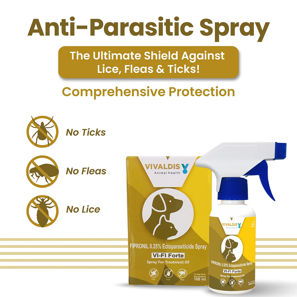 Vivaldis Vi-Fi Forte Spray (Fipronil) Tick & Flea Control for Dogs & Cats (100ml) - Image 2