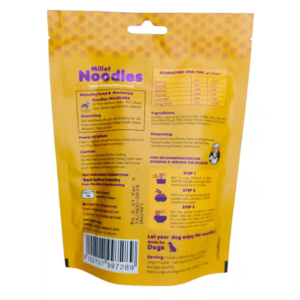 Waggie Wag Egg & Cheese Millet Noodles for Dogs - Image 4