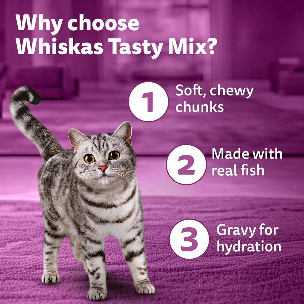 Whiskas Seafood Cocktail With Wakame Seaweed in Gravy Tasty Mix Adult Cat Wet Food - Image 9