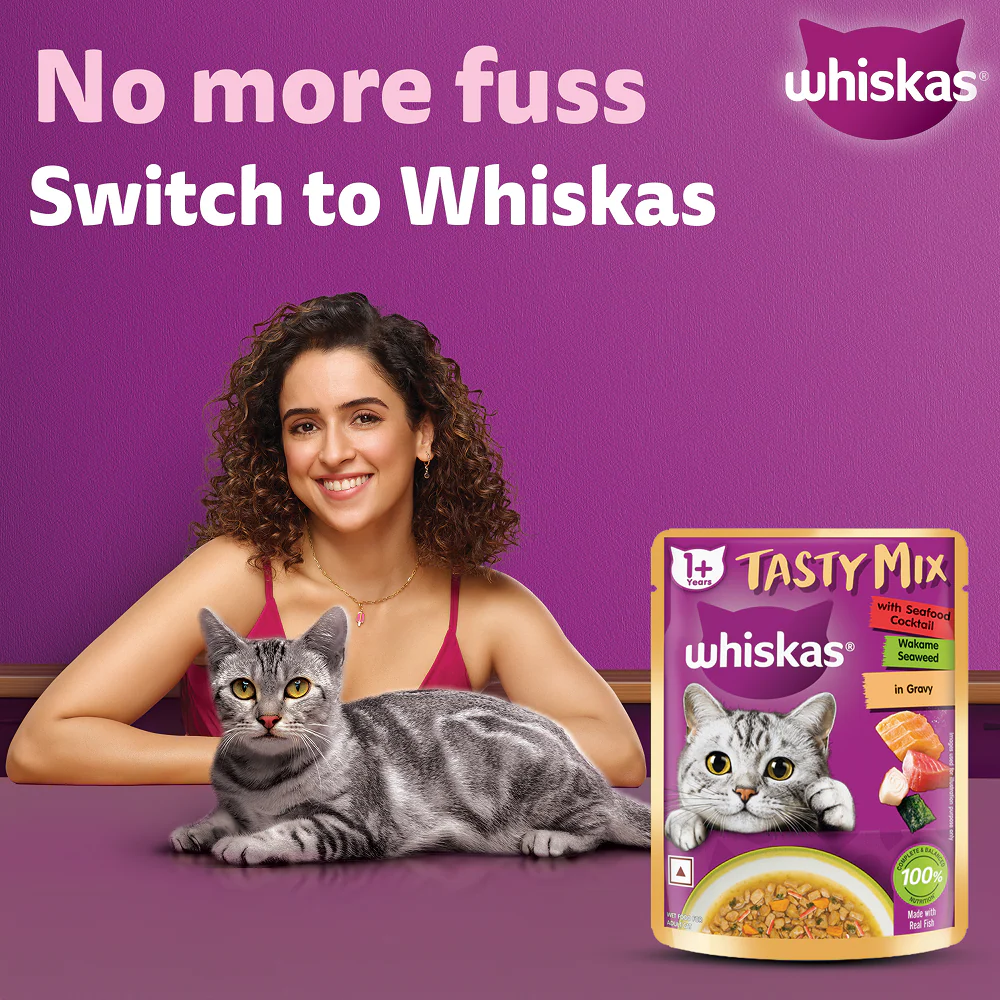 Whiskas Seafood Cocktail With Wakame Seaweed in Gravy Tasty Mix Adult Cat Wet Food - Image 2