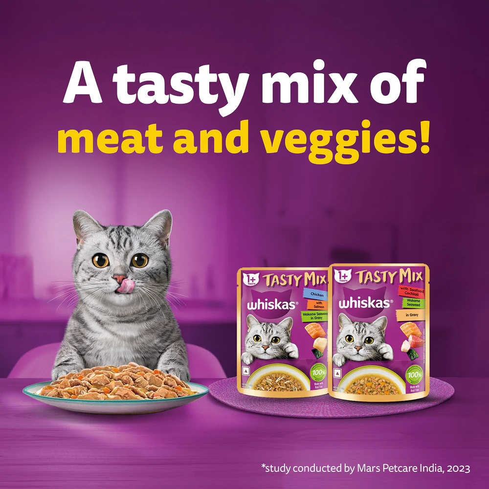 Whiskas Seafood Cocktail With Wakame Seaweed in Gravy Tasty Mix Adult Cat Wet Food - Image 6