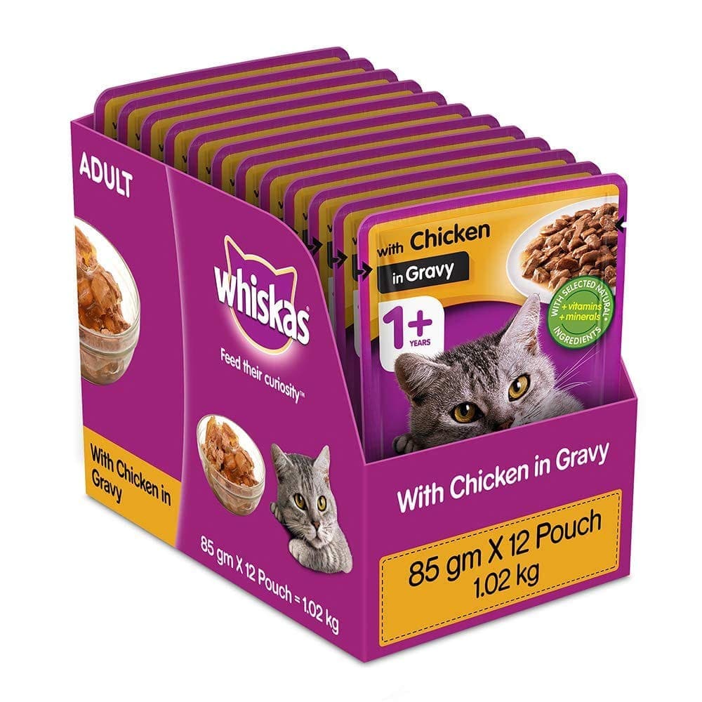 Whiskas Chicken Gravy Adult Cat Wet Food and Tuna Flavour Adult Cat Dry Food Combo - Image 2