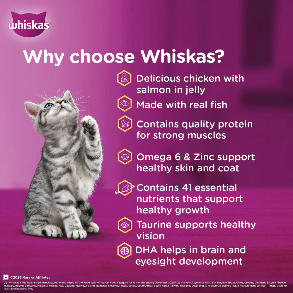 Whiskas Chicken with Salmon in Jelly Kitten (2-12 Months) Cat Wet Food - Image 4
