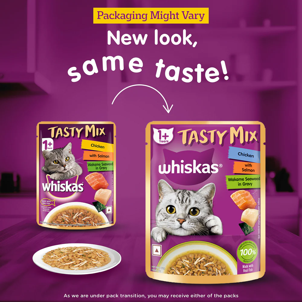 Whiskas Chicken With Salmon Wakame Seaweed in Gravy Tasty Mix Adult Cat Wet Food - Image 2