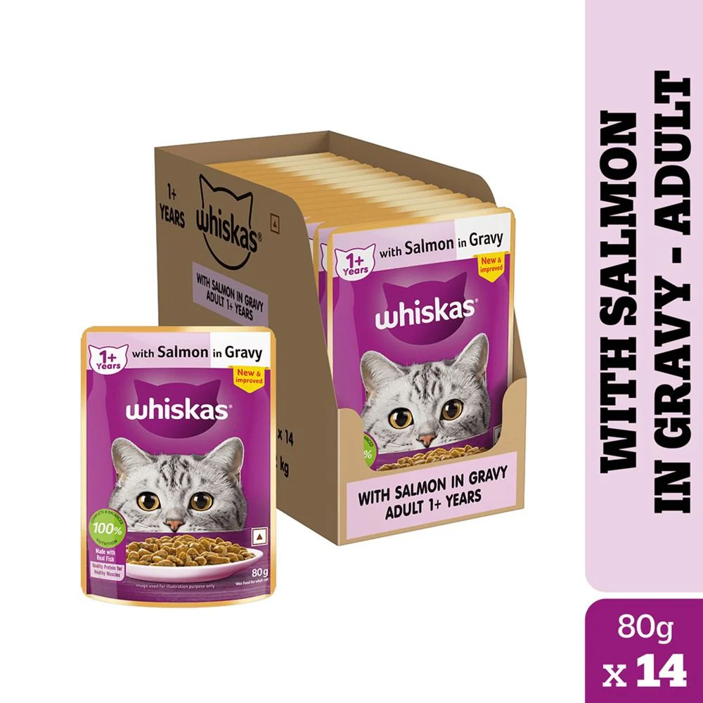 Whiskas Salmon in Gravy Meal and Chicken With Salmon Wakame Seaweed in Gravy Tasty Mix Adult Cat Wet Food Combo - Image 2