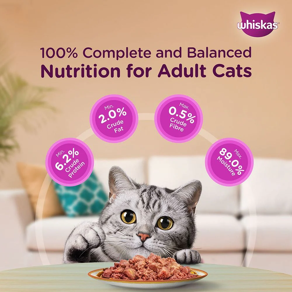 Whiskas Salmon in Gravy Meal and Chicken With Salmon Wakame Seaweed in Gravy Tasty Mix Adult Cat Wet Food Combo - Image 3