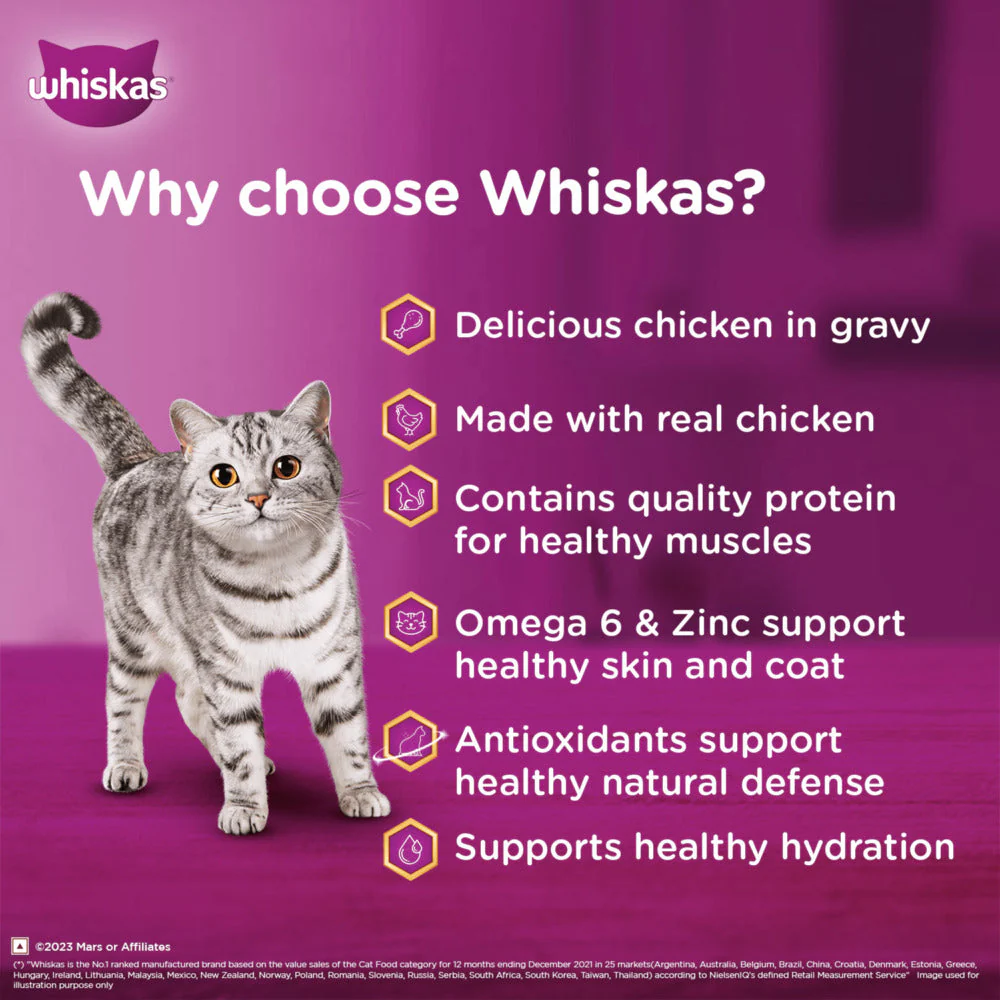 Whiskas Salmon in Gravy Meal and Chicken With Salmon Wakame Seaweed in Gravy Tasty Mix Adult Cat Wet Food Combo - Image 8