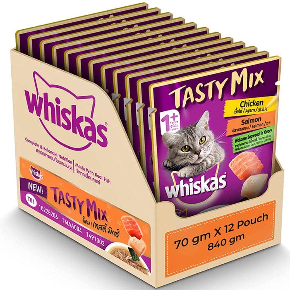 Whiskas Tuna in Jelly Meal and Chicken With Salmon Wakame Seaweed in Gravy Tasty Mix Adult Cat Wet Food Combo - Image 22