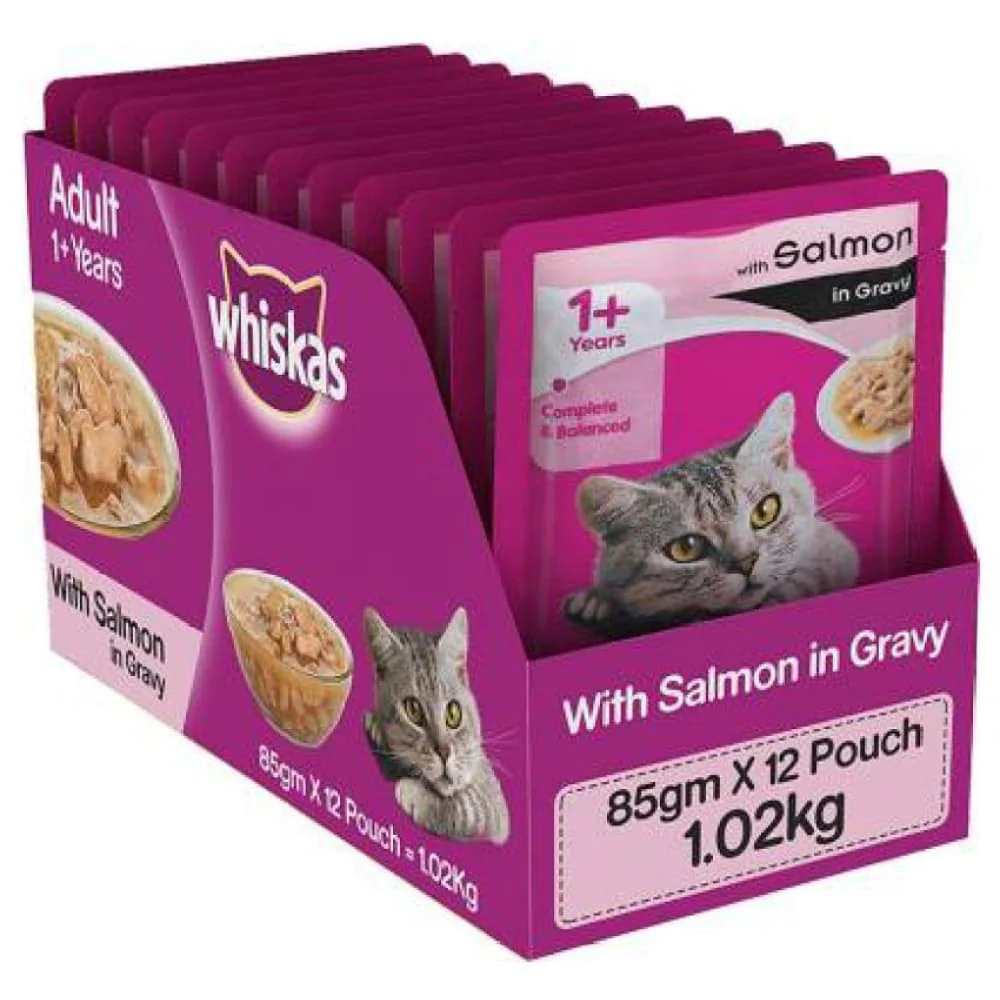 Whiskas Chicken With Tuna And Carrot in Gravy and Salmon in Gravy Meal Adult Cat Wet Food Combo - Image 3